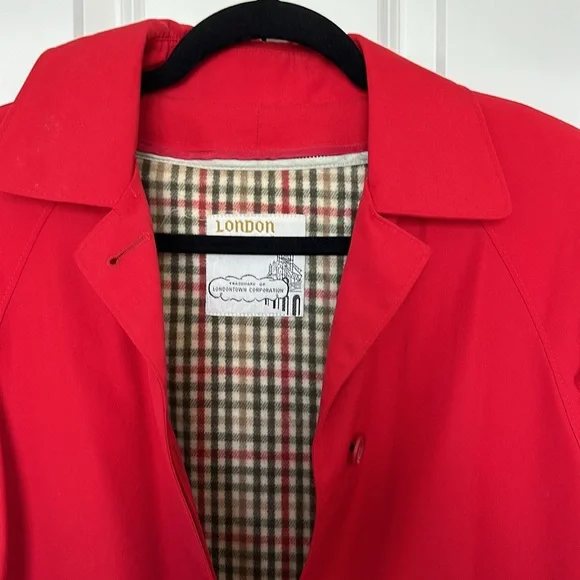 EUC Vintage London Fog Towne Edition Fully Lined Trench Coat Red Size 8 petite - Picture 2 of 16
